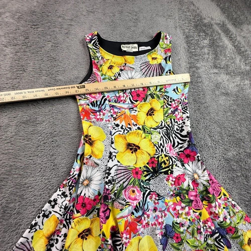 Les Tout Petits Girls 10 Floral Sleeveless Dress Tropical Hibiscus Print - Picture 4 of 5